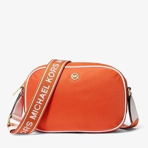 Michael Kors Jet Set Charm Crossbody Bag Bright Orange Logo Strap 35S5GTVC2C GHW